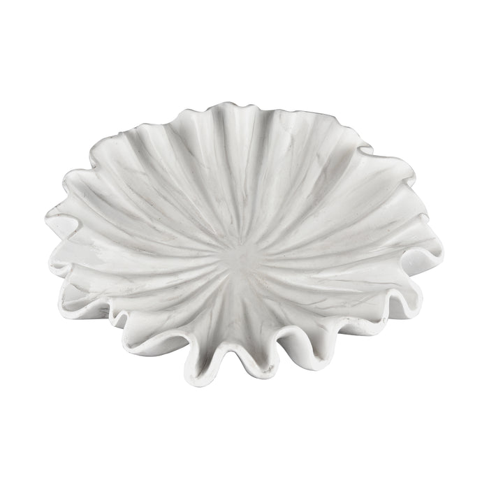 Leda Bowl In White Marbleized Finish