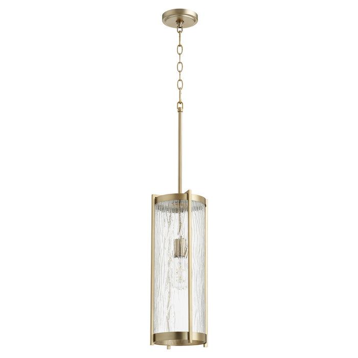 Quorum - 810-80 - One Light Pendant - Aged Brass w/ Clear Chisseled Glass