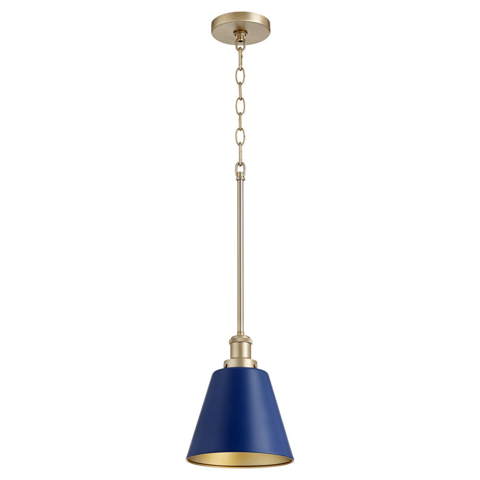 Quorum - 877-3280 - One Light Pendant - Blue w/ Aged Brass