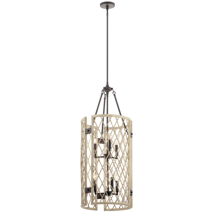 Kichler - 52079WWW - Six Light Foyer Chandelier - Oana - White Washed Wood