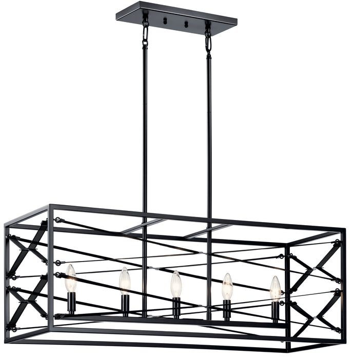 Kichler - 52140BK - Five Light Linear Chandelier - Sevan - Black