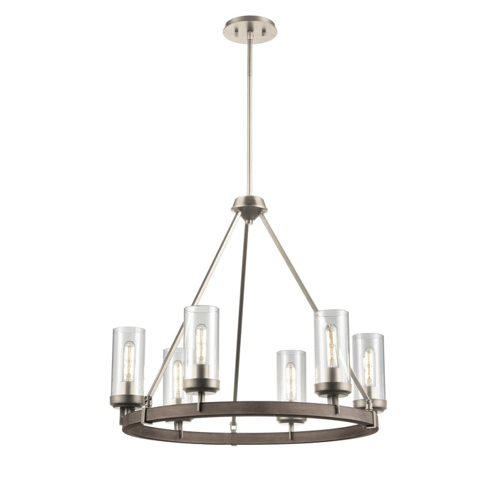 DVI Lighting - DVP38626BN+BAW-CL - Six Light Chandelier - Okanagan - Buffed Nickel/Barnwood On Metal w/ Clear Glass