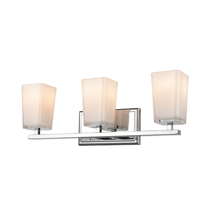 DVI Lighting - DVP47943CH-SSOP - Three Light Vanity - Riverside - Chrome w/ Silk Screen Opal Glass