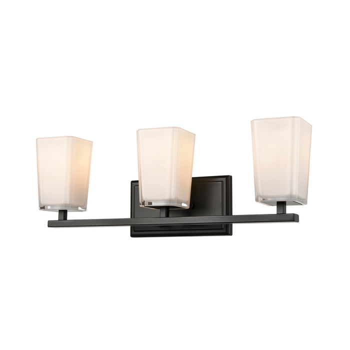 DVI Lighting - DVP47943EB-SSOP - Three Light Vanity - Riverside - Ebony w/ Silk Screen Opal Glass