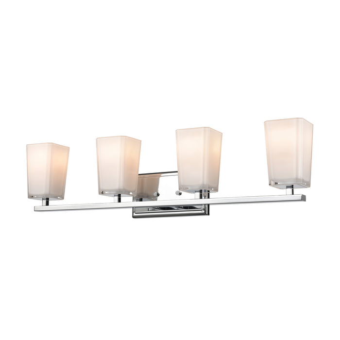 DVI Lighting - DVP47944CH-SSOP - Four Light Vanity - Riverside - Chrome w/ Silk Screen Opal Glass