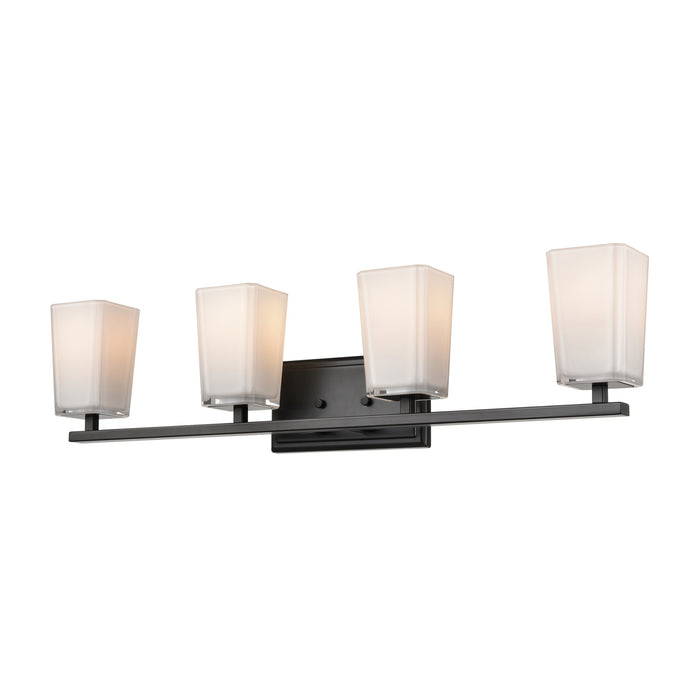 DVI Lighting - DVP47944EB-SSOP - Four Light Vanity - Riverside - Ebony w/ Silk Screen Opal Glass