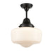 DVI Lighting - DVP7511EB - One Light Semi-Flush Mount - Schoolhouse - Ebony w/ True Opal Glass