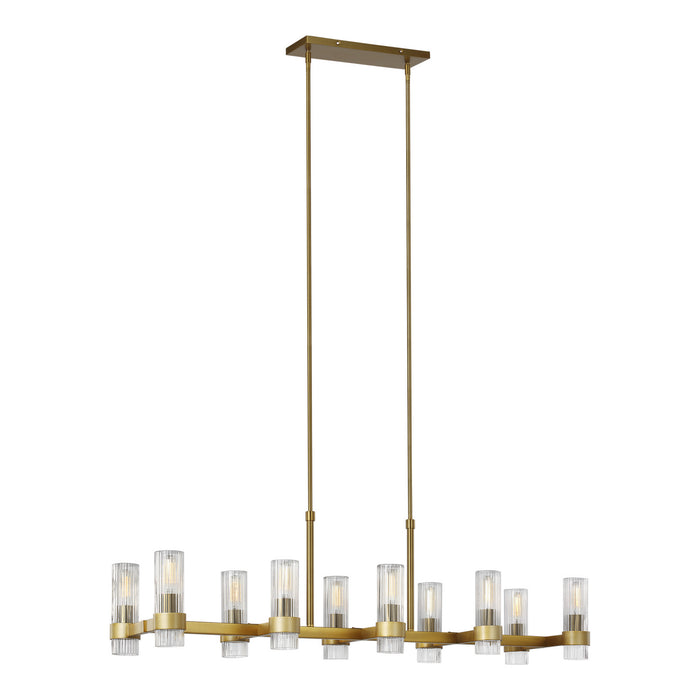 Ten Light Chandelier from the GENEVA collection in Burnished Brass finish