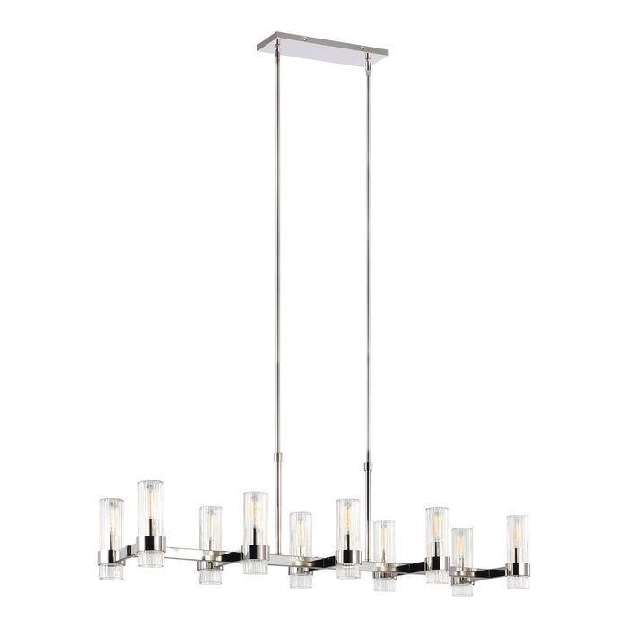 Ten Light Chandelier from the GENEVA collection in Polished Nickel finish