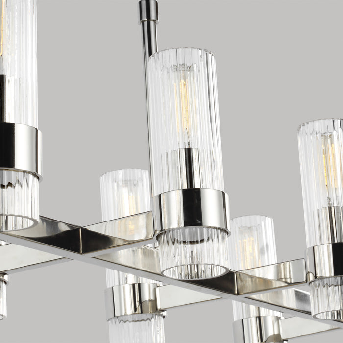 Ten Light Chandelier from the GENEVA collection in Polished Nickel finish