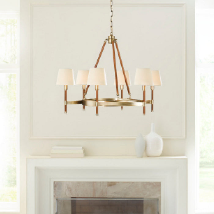 Six Light Chandelier from the KATIE collection in Time Worn Brass finish