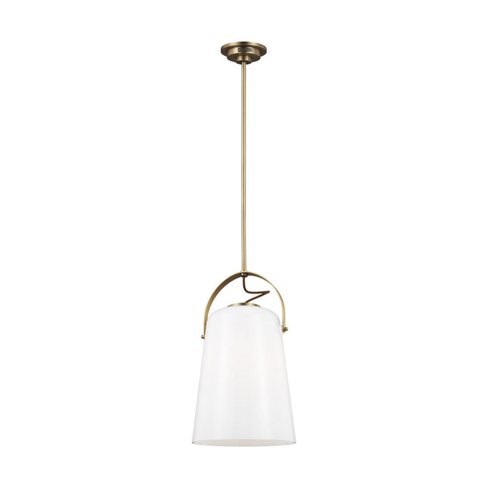 One Light Pendant from the HAZEL collection in Time Worn Brass finish