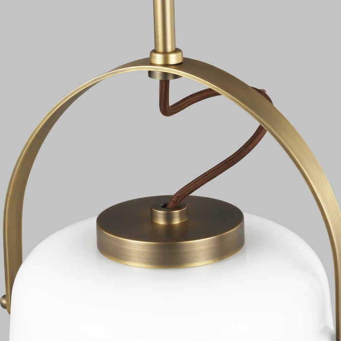 One Light Pendant from the HAZEL collection in Time Worn Brass finish