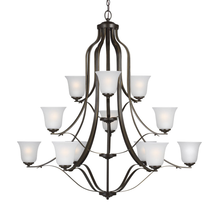 12 Light Chandelier from the Emmons collection in Bronze finish