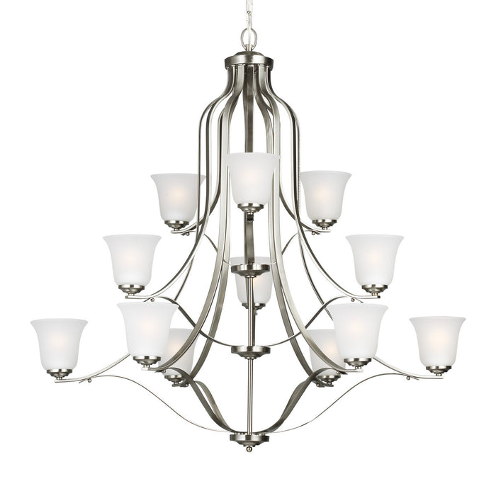 12 Light Chandelier from the Emmons collection in Brushed Nickel finish