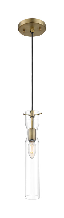 One Light Mini Pendant from the Spyglass collection in Vintage Brass finish