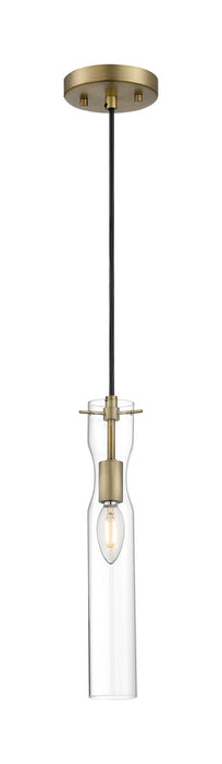 One Light Mini Pendant from the Spyglass collection in Vintage Brass finish