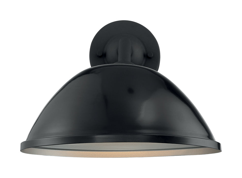 One Light Outdoor Wall Mount from the South Street collection in Gloss Black / Silver finish
