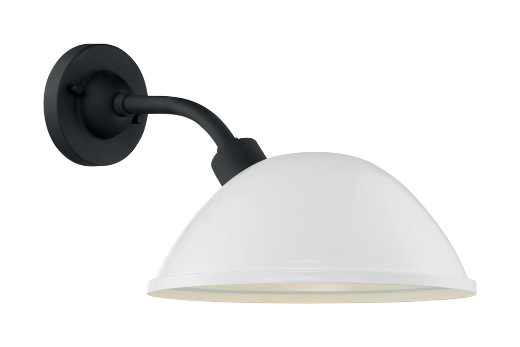 One Light Outdoor Wall Mount from the South Street collection in Gloss White / Textured Black finish