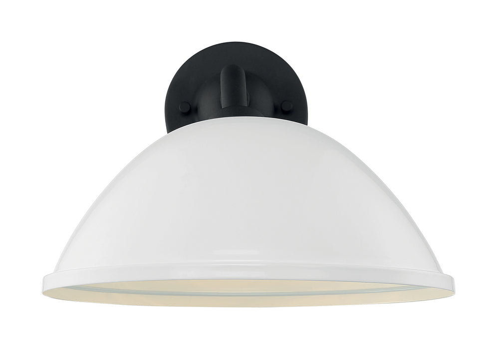 One Light Outdoor Wall Mount from the South Street collection in Gloss White / Textured Black finish