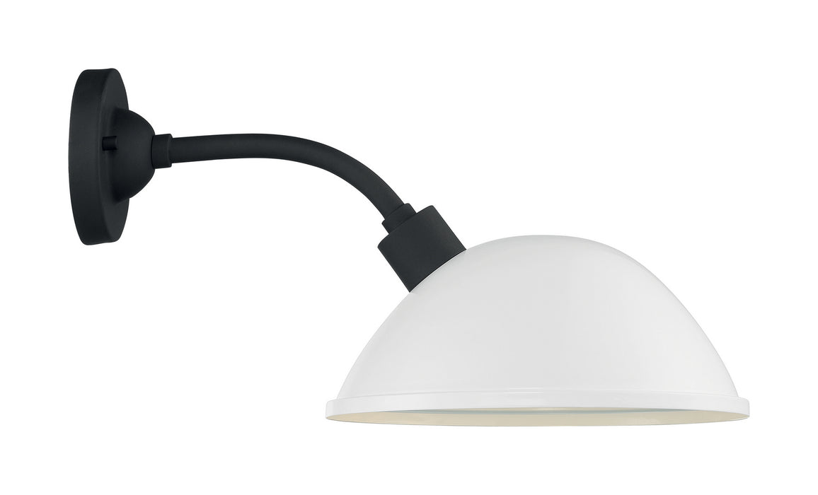 One Light Outdoor Wall Mount from the South Street collection in Gloss White / Textured Black finish