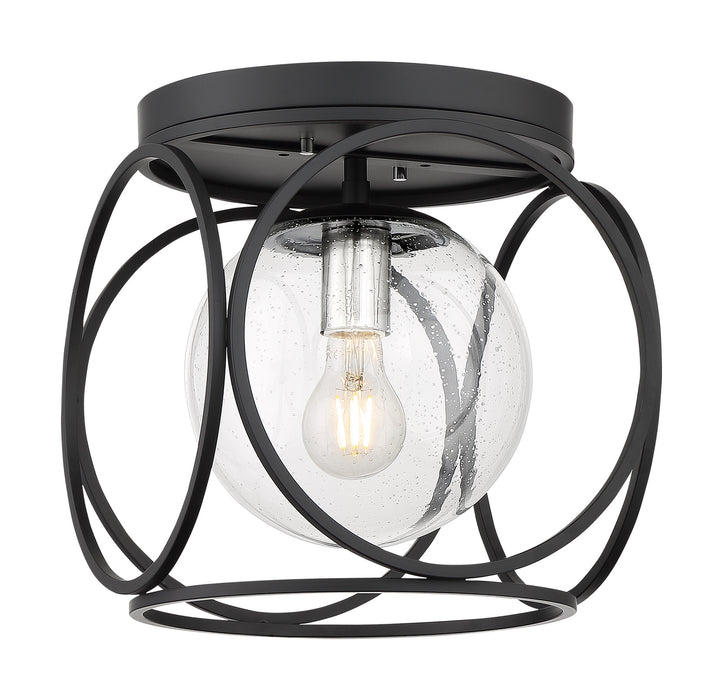 One Light Flush Mount from the Aurora collection in Black / Polished Nickel finish