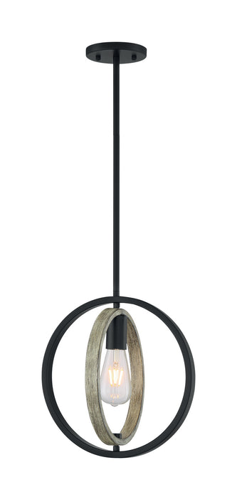 One Light Mini Pendant from the Augusta collection in Black / Wood finish