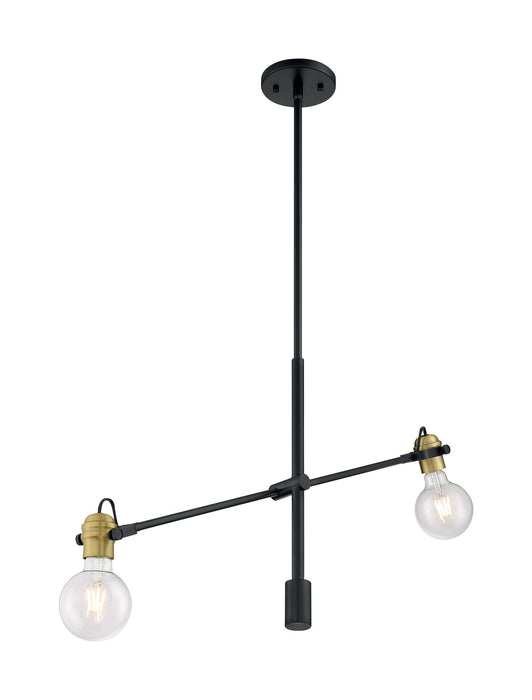 Two Light Pendant from the Mantra collection in Black / Brass Accents finish