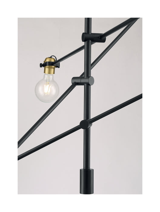 Six Light Pendant from the Mantra collection in Black / Brass Accents finish