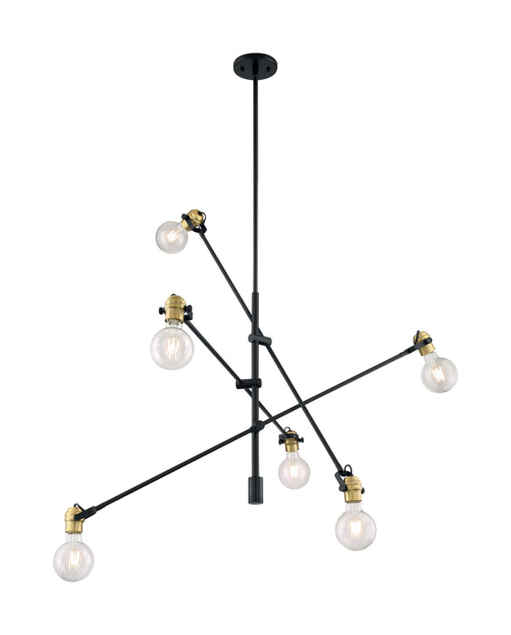 Nuvo Lighting - 60-6989 - Six Light Pendant - Mantra - Black / Brass Accents