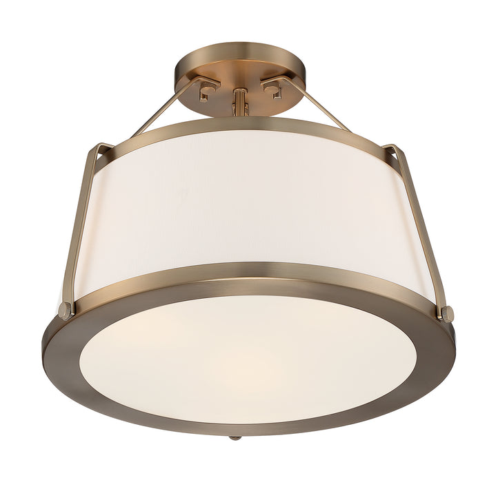 Three Light Semi Flush Mount from the Cutty collection in Burnished Brass finish