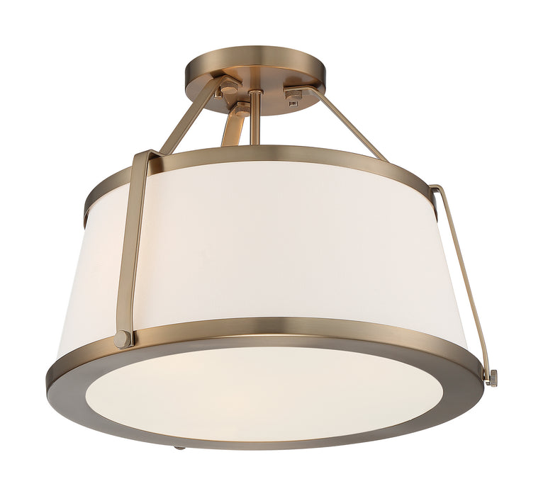 Three Light Semi Flush Mount from the Cutty collection in Burnished Brass finish
