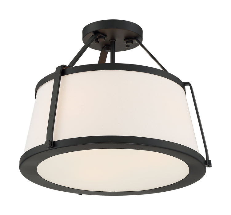 Three Light Semi Flush Mount from the Cutty collection in Matte Black finish