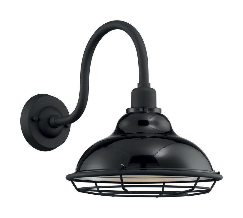 One Light Outdoor Wall Mount from the Newbridge collection in Gloss Black / Silver finish