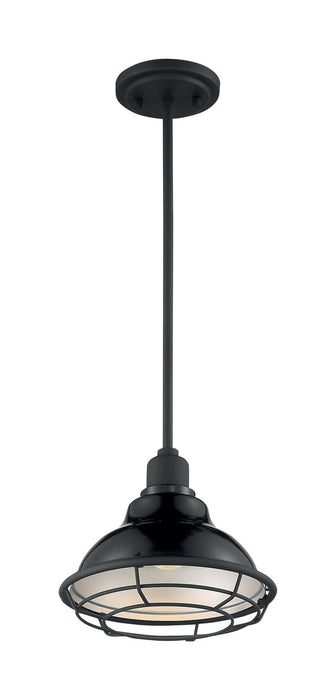 One Light Pendant from the Newbridge collection in Gloss Black / Silver finish