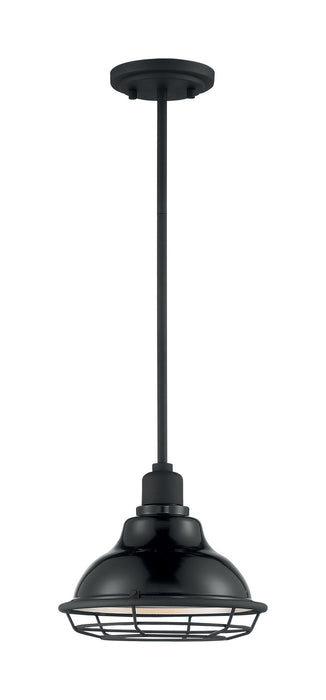 One Light Pendant from the Newbridge collection in Gloss Black / Silver finish