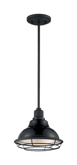 One Light Pendant from the Newbridge collection in Gloss Black / Silver finish