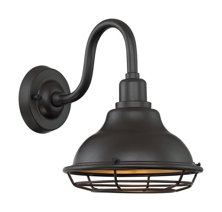 One Light Outdoor Wall Mount from the Newbridge collection in Dark Bronze / Gold finish