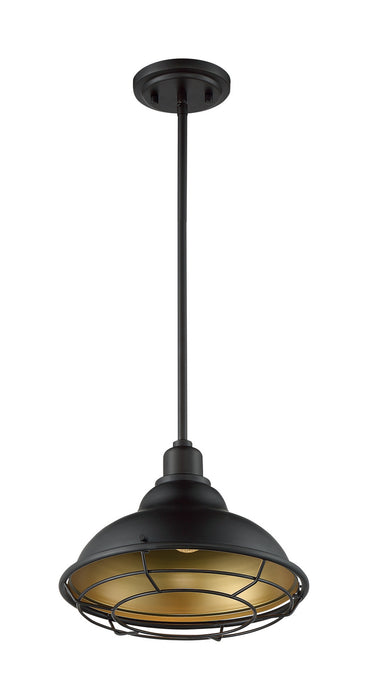 One Light Pendant from the Newbridge collection in Dark Bronze / Gold finish