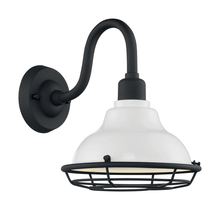 One Light Outdoor Wall Mount from the Newbridge collection in Gloss White / Textured Black finish