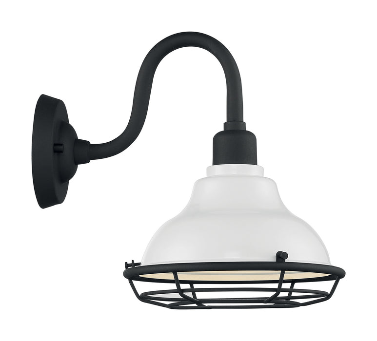 One Light Outdoor Wall Mount from the Newbridge collection in Gloss White / Textured Black finish