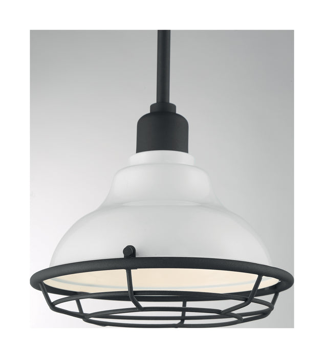 One Light Pendant from the Newbridge collection in Gloss White / Black Accents finish