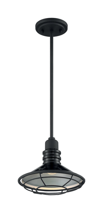 One Light Pendant from the Blue Harbor collection in Gloss Black / Silver finish