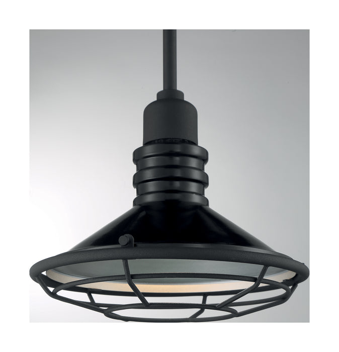 One Light Pendant from the Blue Harbor collection in Gloss Black / Silver finish