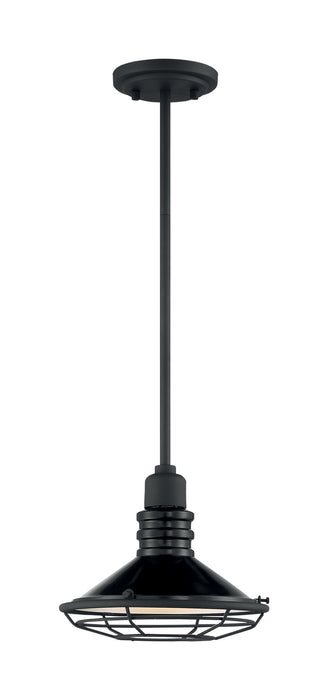 One Light Pendant from the Blue Harbor collection in Gloss Black / Silver finish