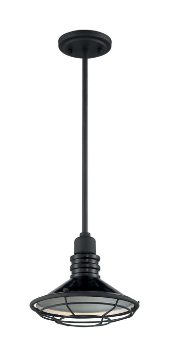 One Light Pendant from the Blue Harbor collection in Gloss Black / Silver finish