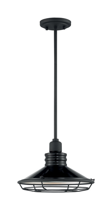 One Light Pendant from the Blue Harbor collection in Gloss Black / Silver finish