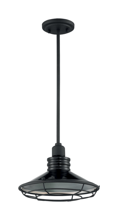 One Light Pendant from the Blue Harbor collection in Gloss Black / Silver finish