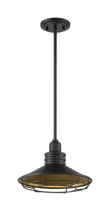 One Light Pendant from the Blue Harbor collection in Dark Bronze / Gold finish