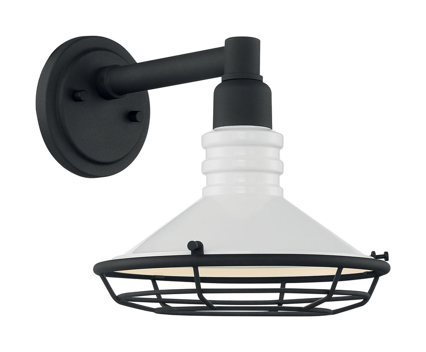 One Light Outdoor Wall Mount from the Blue Harbor collection in Gloss White / Textured Black finish